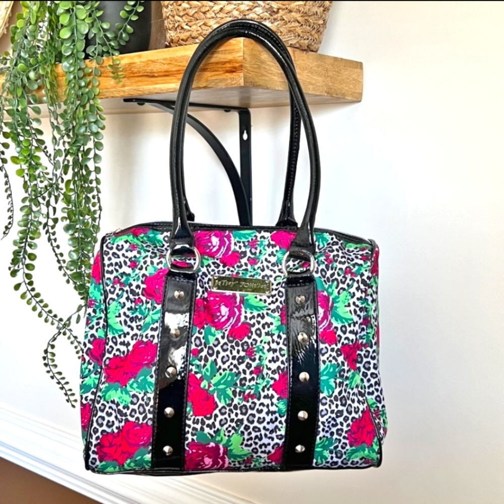 Betsey Johnson Y2K Tote Bag Floral Leopard